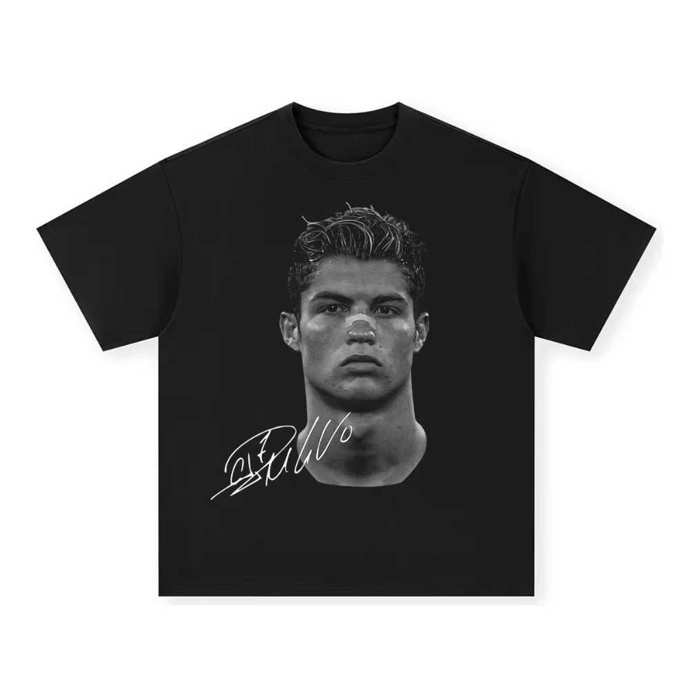Men T-thirts Cristiano Ronaldo Pure Cotton American-style Streets Both Sexes Fashionable Vintage Print Short-sleeved T-shirtT260504