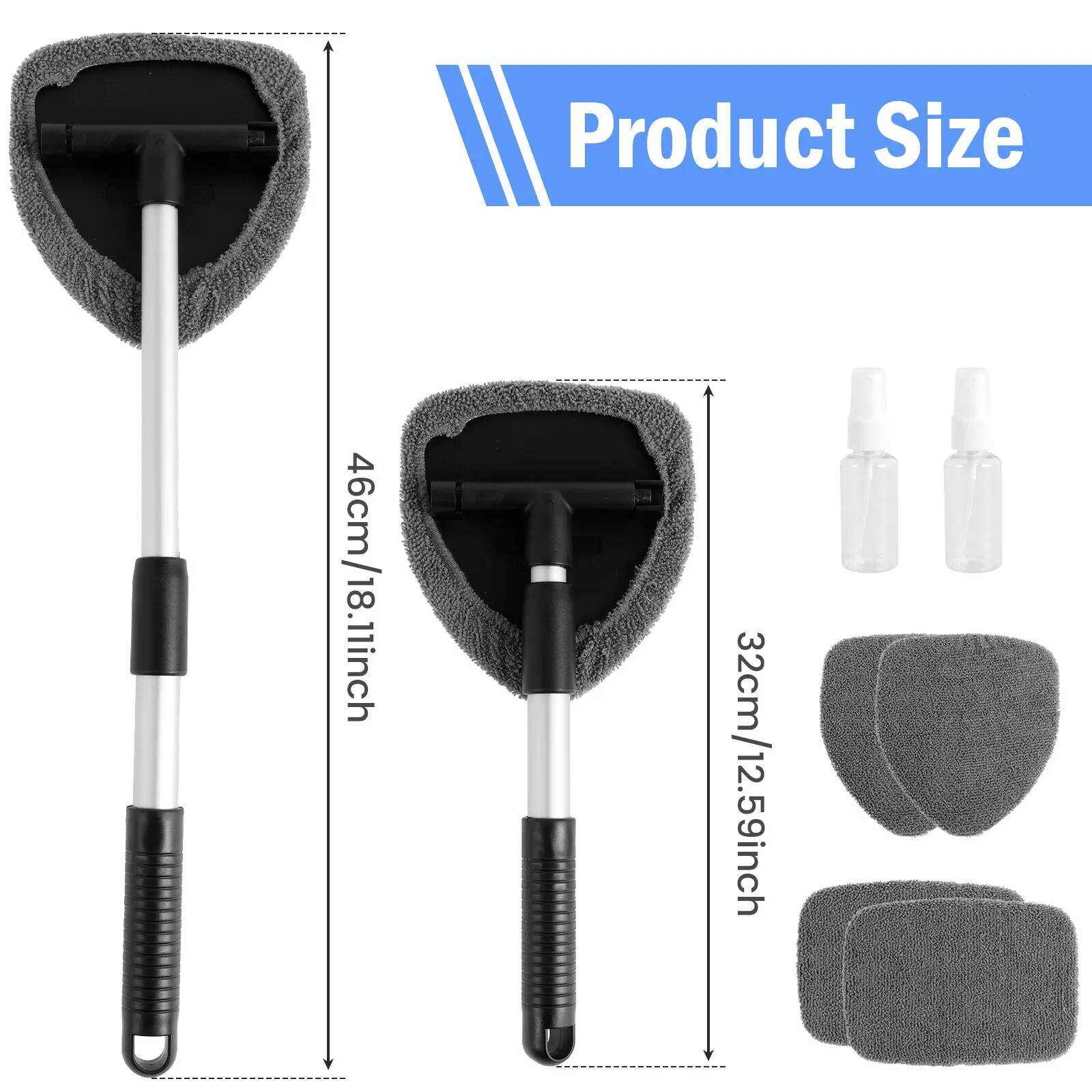 5/8Pcs Windshield Cleaning Brush Rotating Microfiber Car Window Auto Interior Cleaner Tool with Extendable Handle ddmythur