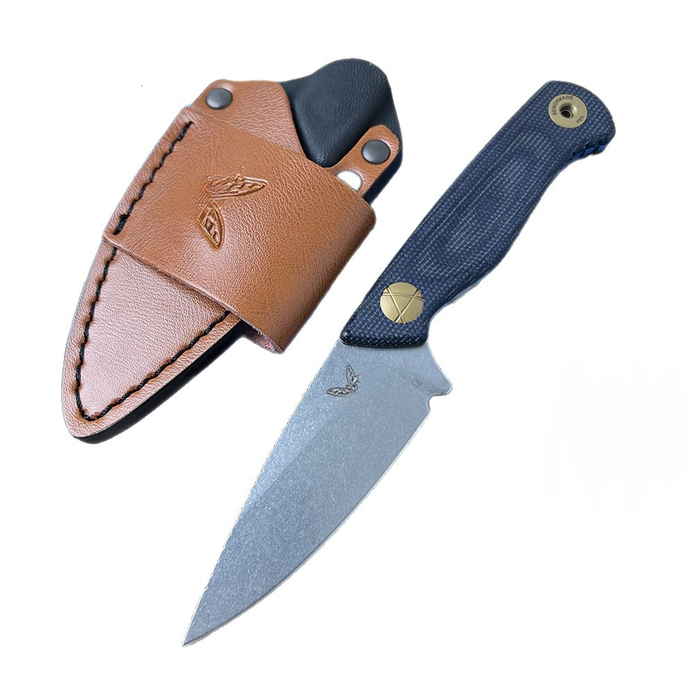 BM 203BT Fixed Blade Knife with Sheath D2 Steel Blade G10 Handle Outdoor EDC Camping Knife Hiking Hunting Survival Tools