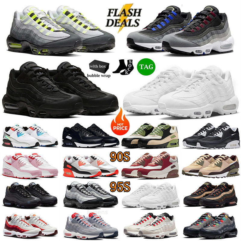 With Box 90 95s Running Shoes Mens Designer Sneakers ClassicTriple Black White Yellow Cool Grey Olive Midnight Navy Outdoors Men Trainers EU 36-46