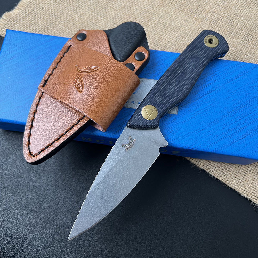 BM 203BT Fixed Blade Knife with Sheath D2 Steel Blade G10 Handle Outdoor EDC Camping Knife Hiking Hunting Survival Tools