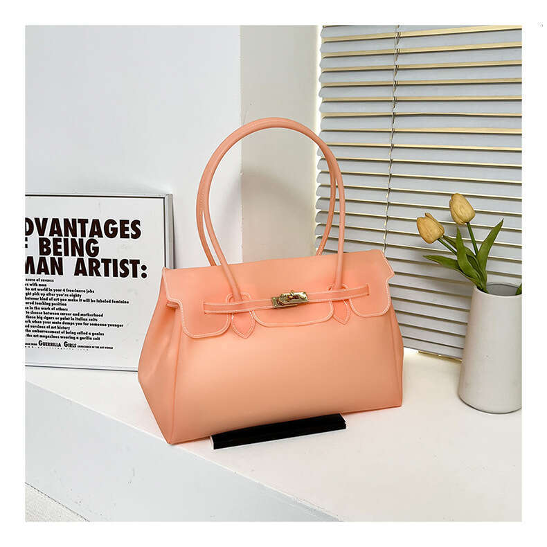Korean Niche Lock Jelly For Women, Summer Daily Commuter Tote Bag, Fashionable Large-Capacity Underarm Bag