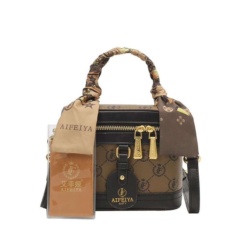 Free Shipping luxury bag Vintage Monogram Box Bag for Women 2026 New Silk Scarf Top Handle Crossbody Shoulder Purs hot