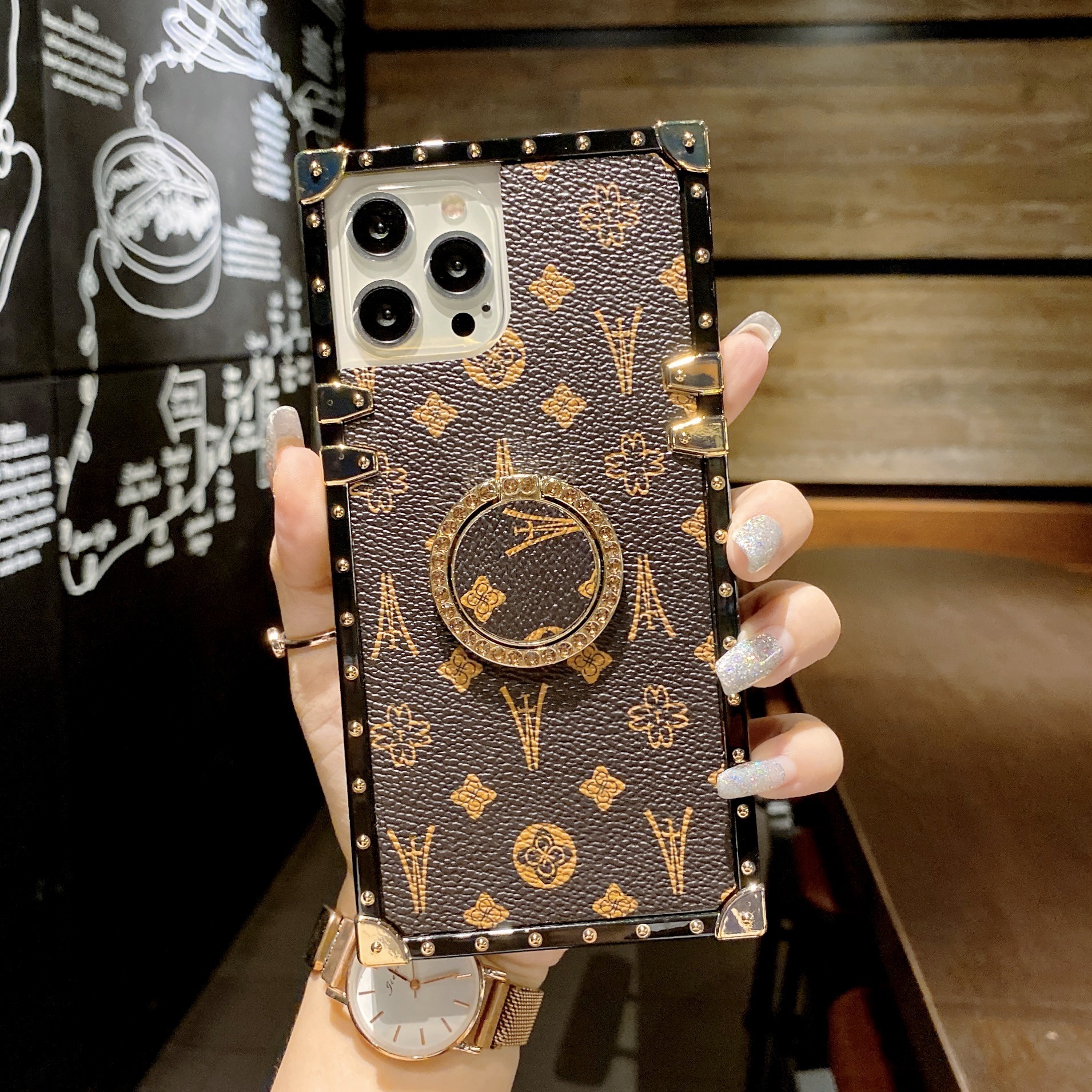 Premium Classic Leather Texture Designer Phone Case Suitable For IPhone 17ProMax 16 Suitable For Samsung S26U Shockproof Fashion Phone Cover