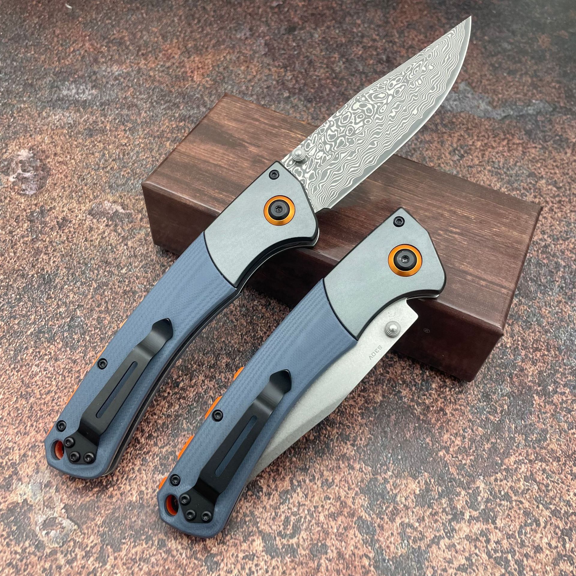 BM 15080 Folding Pocket Knife Damascus Blade Sourwood / G10 Handle Hunting Knife Outdoor EDC Camping Survival Tactical Tools