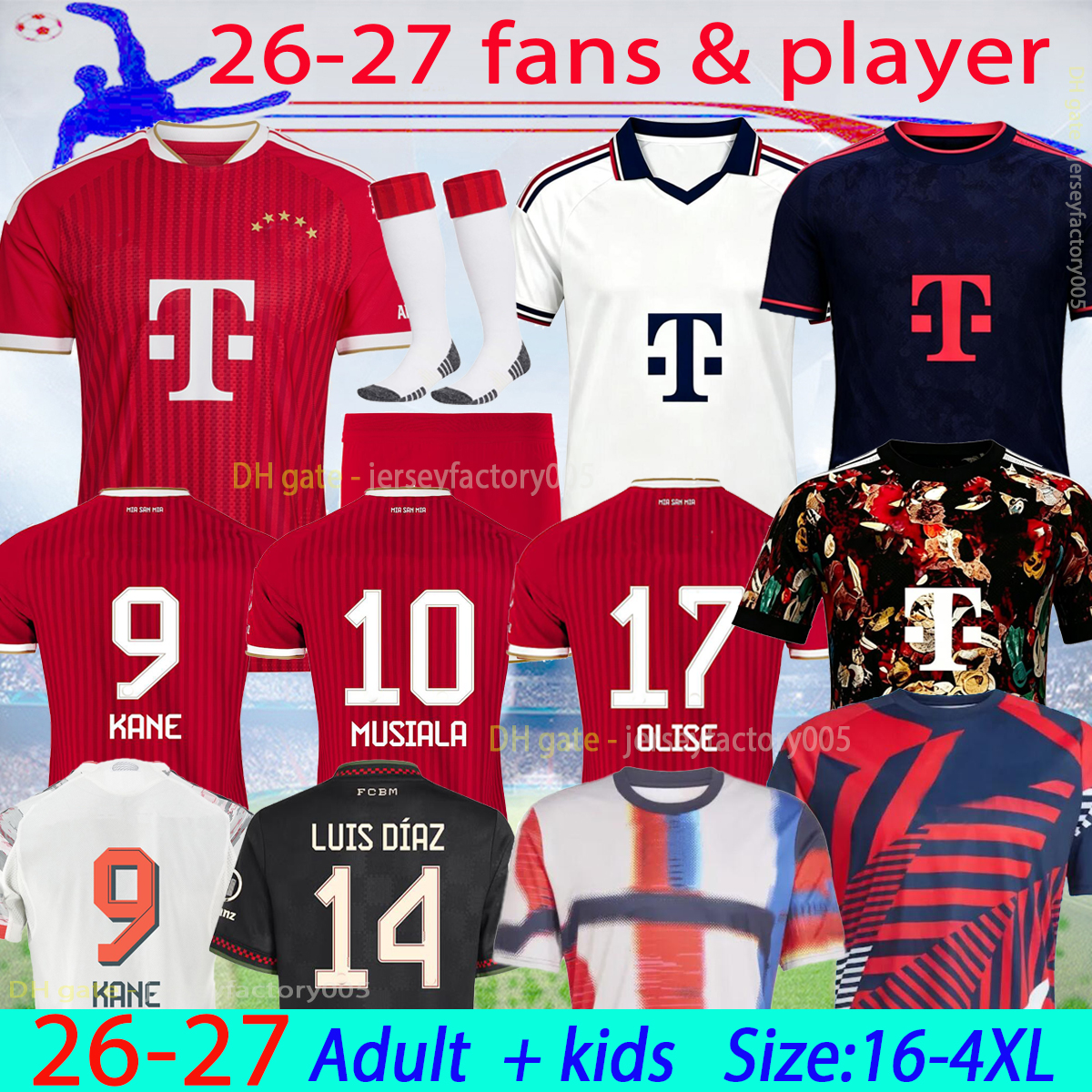 26 27 KANE MUSIALA BAYERNS Soccer jersey man LUIS DIAZ kit SANE COMAN GNABRY DAVIES MULLER 2026 away kids kit Football shirt 16-4XL