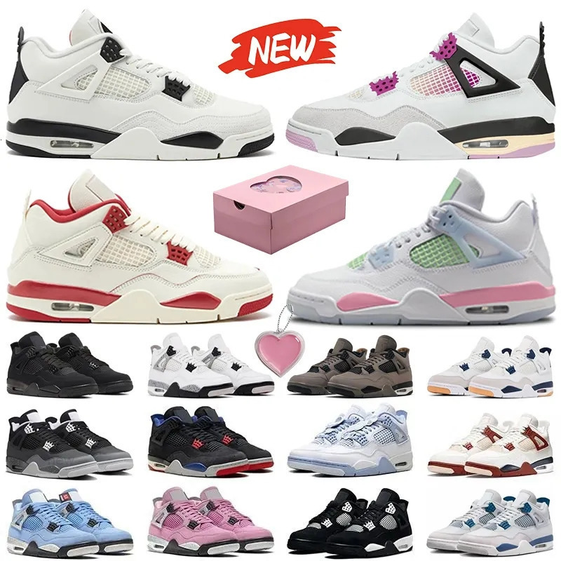 With Box 4 4s Basketball Shoes Flight Club Sierra Red Valentines Day Black Cat Comic Cave Stone White Cement Navy Deep Green Fear Cozy Girl Men Women trainers Sneakers
