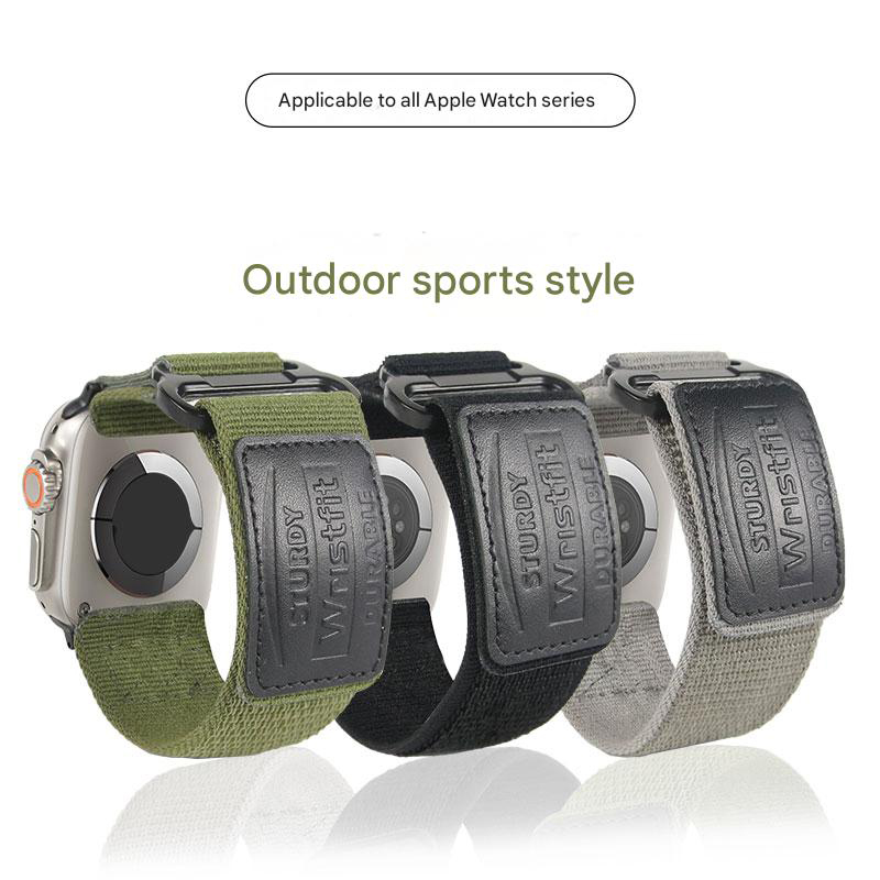 Durable Elastic Nylon Watch Band, Compatible with Apple Watch Ultra 2 49mm, Series 9/8/7/6/5/4 & SE 45/44/42/40mm, Woven Strap for Men Women, Soft