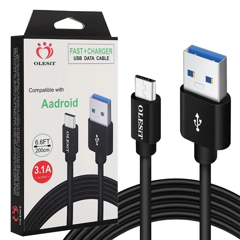 Olesit 3.1A 2M 3M Fast Charger USB Cable 1M 3.6A USB A to Type C Micro Data Sync Cellphone Fast Charging Cable Cord For iphone Xiaomi Samsung Huawei W