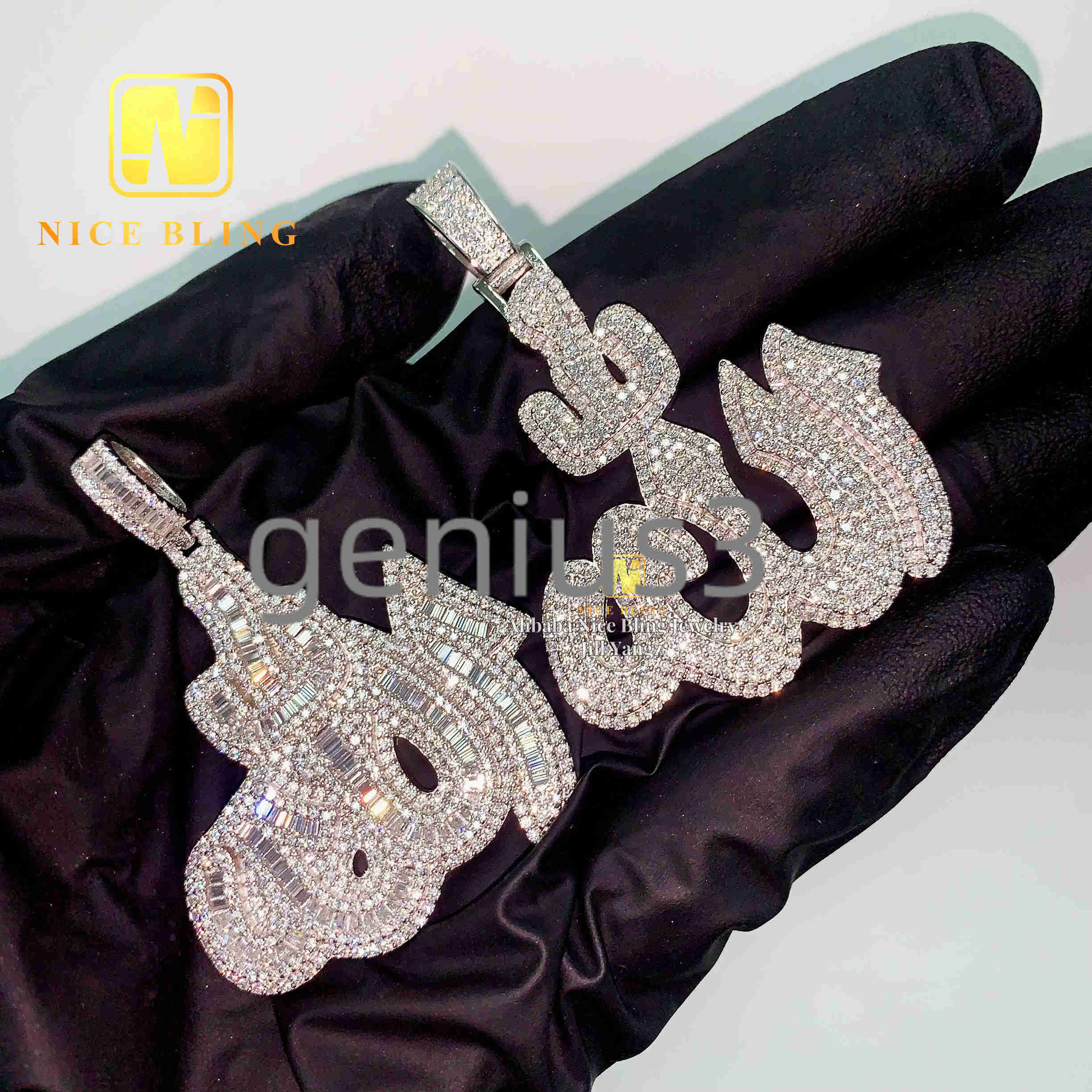 Protection Lucky Muslim Religious Jewelry Protection Allah Pendant 925 Silver Hip Hop Jewelry Custom Pendant Moissanite