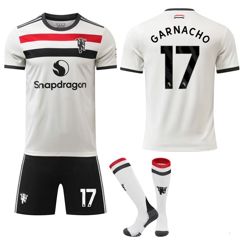 2024 25 New Manchester United Away Third Kit, Red Devils 10 Rashford 8 Bruno Fernandes Soccer Jersey Set, Men's Football Uniform, Fan Version