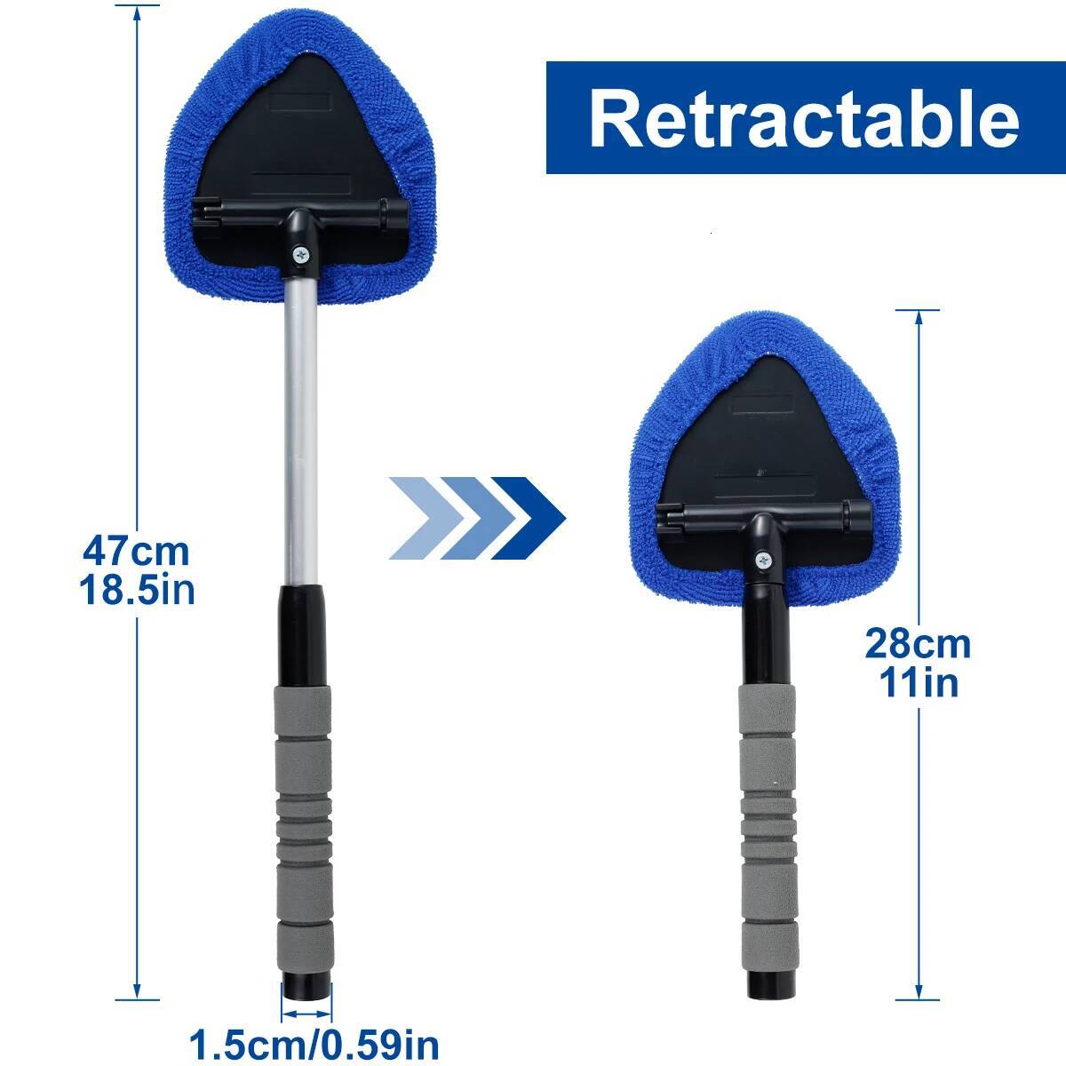 5/8Pcs Windshield Cleaning Brush Rotating Microfiber Car Window Auto Interior Cleaner Tool with Extendable Handle ddmythur