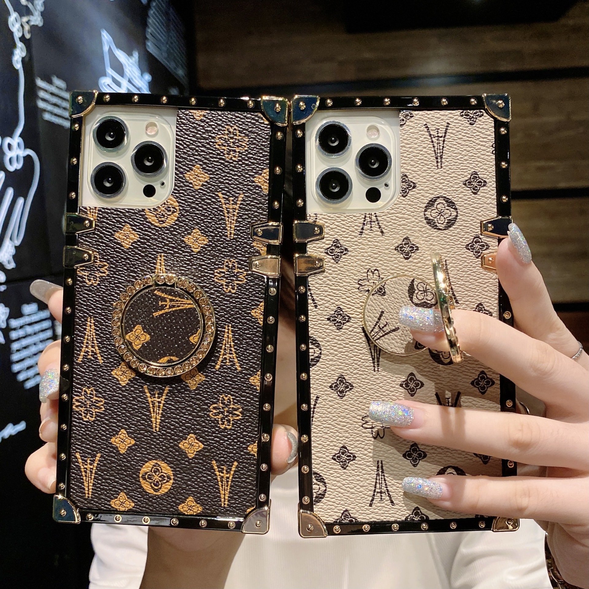 Premium Classic Leather Texture Designer Phone Case Suitable For IPhone 17ProMax 16 Suitable For Samsung S26U Shockproof Fashion Phone Cover
