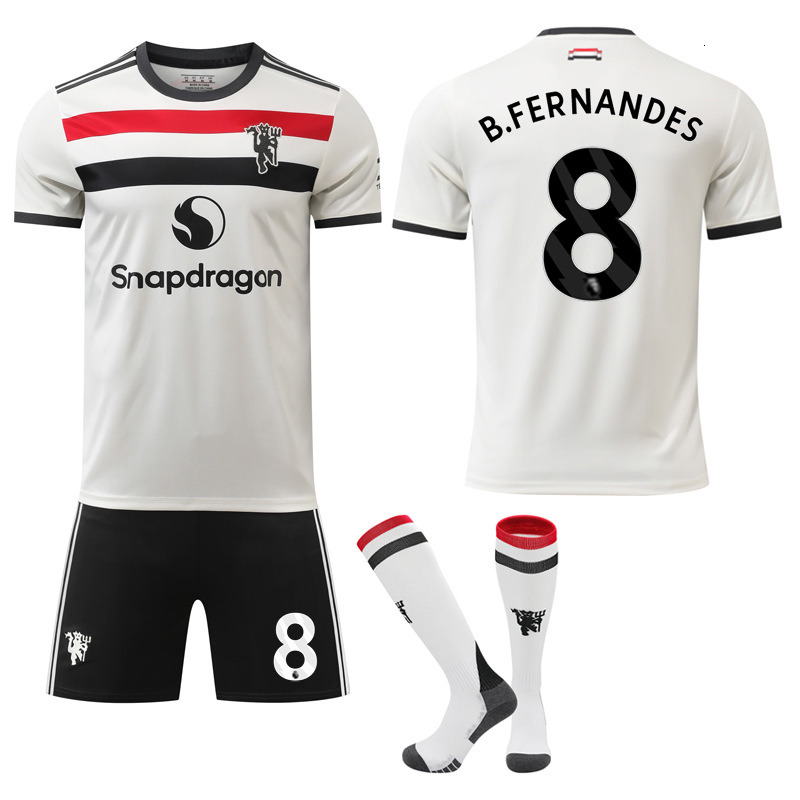 2024 25 New Manchester United Away Third Kit, Red Devils 10 Rashford 8 Bruno Fernandes Soccer Jersey Set, Men's Football Uniform, Fan Version