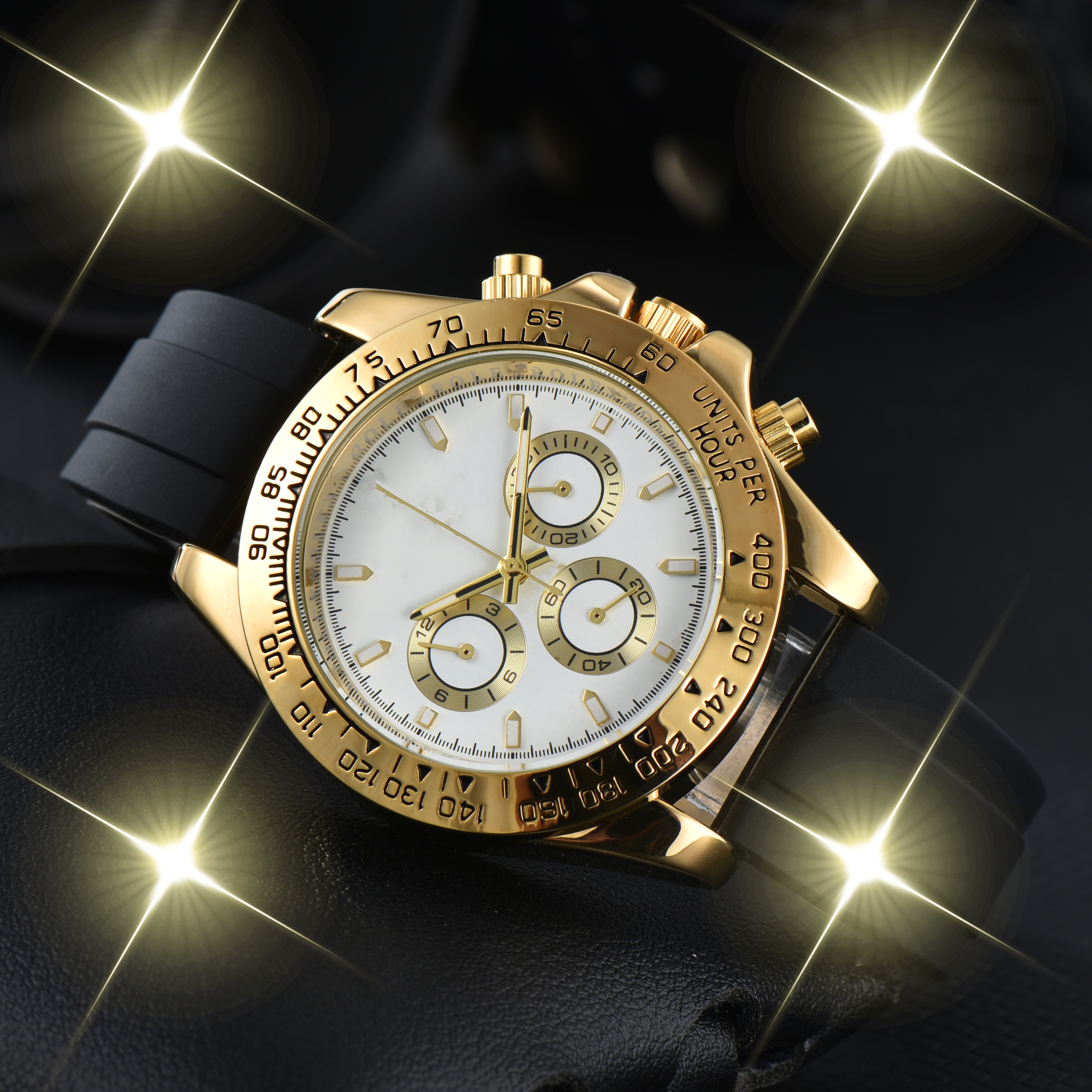 Mens DAYlity TONAlity quartz Movement watch multifunction Wristwatch Designers Men Watches Stainless Steel leather Strap Gold Wristwatches Montre de luxe #86