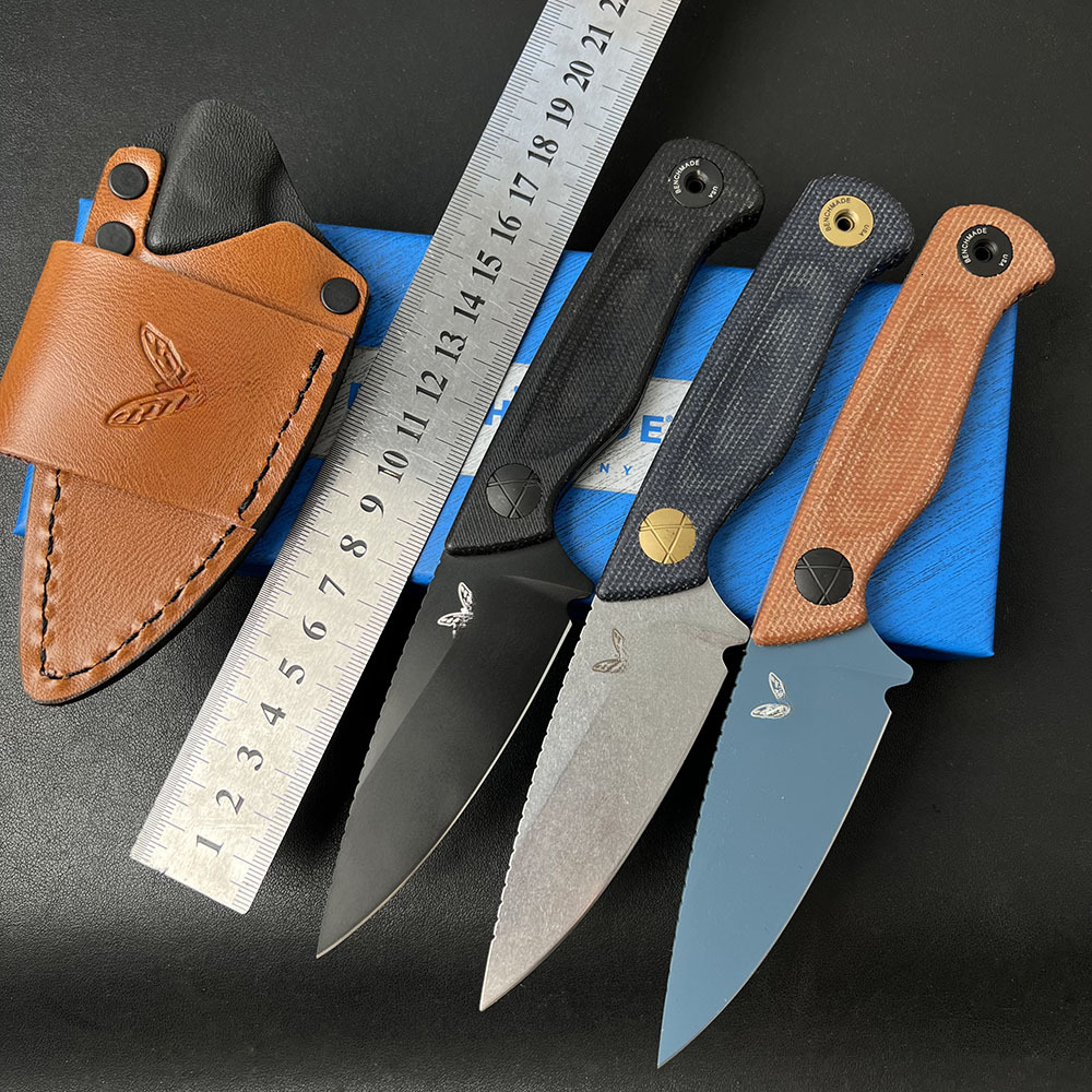 BM 203BT Fixed Blade Knife with Sheath D2 Steel Blade G10 Handle Outdoor EDC Camping Knife Hiking Hunting Survival Tools
