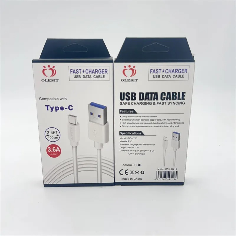 Olesit 3.1A 2M 3M Fast Charger USB Cable 1M 3.6A USB A to Type C Micro Data Sync Cellphone Fast Charging Cable Cord For iphone Xiaomi Samsung Huawei W