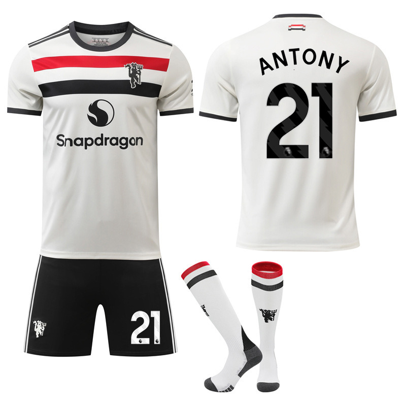 2024 25 New Manchester United Away Third Kit, Red Devils 10 Rashford 8 Bruno Fernandes Soccer Jersey Set, Men's Football Uniform, Fan Version