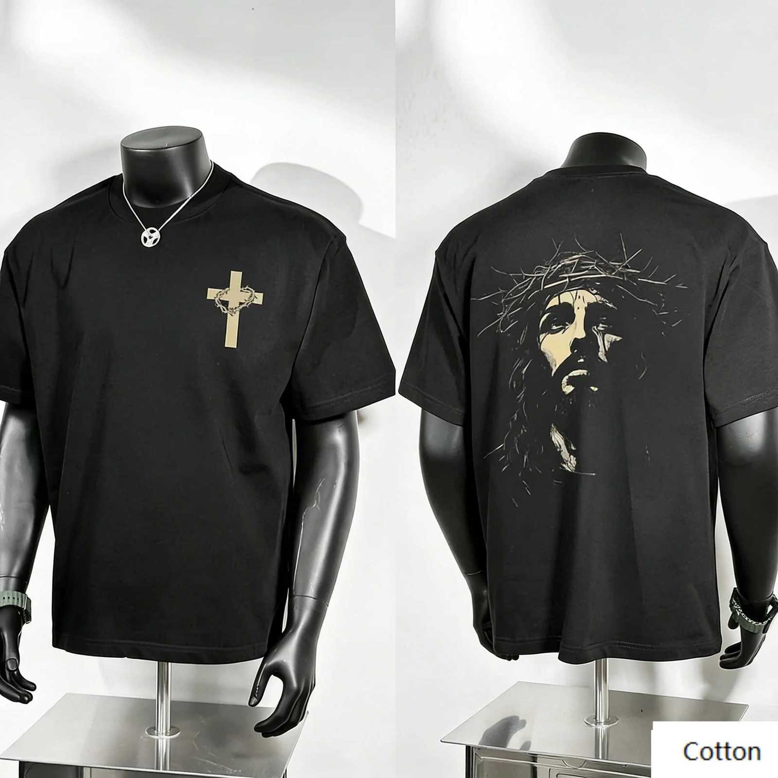 Jesus Crown of Thorns Double Sided Print T Shirt 100 Cotton Unisex Christian Faith Streetwear Religious Graphic TeeT260504