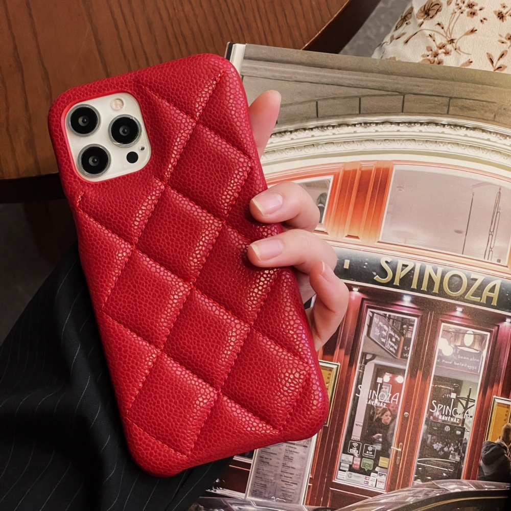 Personality Particle Texture Red Leather Designer Phone Case Creative Card Pocket Suitable For iPhone 17 16ProMax 15 14Pro Anti Drop Protective Cover