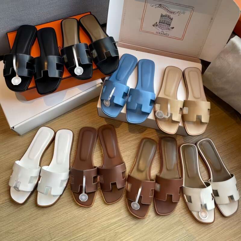 Designer Sandals O 'Blue Sandals Quality Slippers Luxury Outdoor leisure Resort Beach flats Leather slippers Season Classic Sandals Sizes 35-44