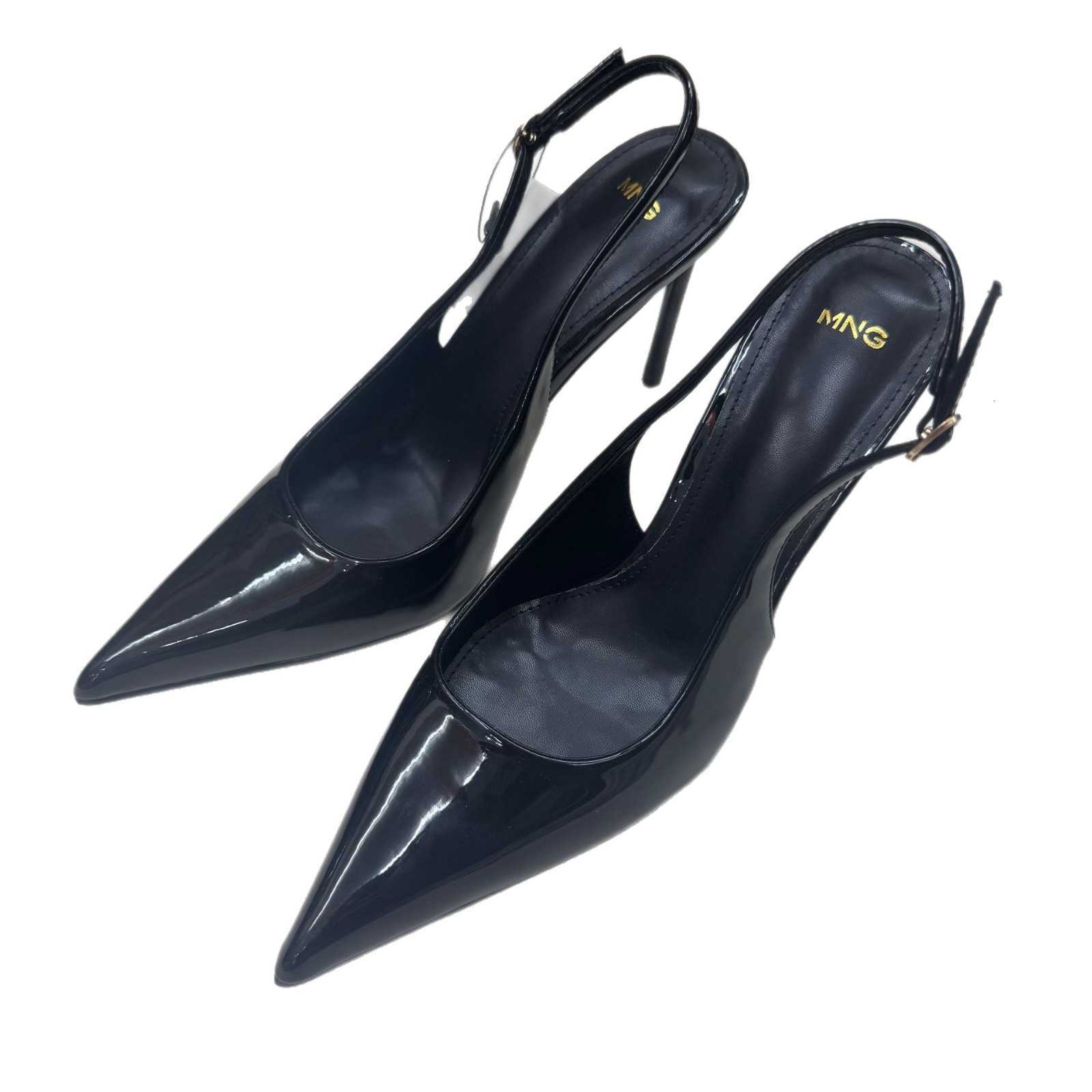 with box Sandals Designer Luxury Classic MNG Mango Summer New Pointed Toe Patent Leather Sexy Buckle Closed-Toe High Heel Stiletto Sandals for Women X