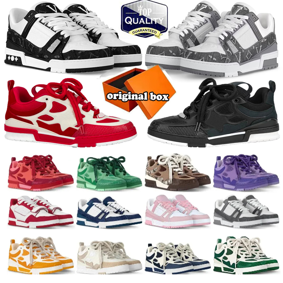 TOP Designer shoes Sneakers lvly skates trainers shoes Casual shoes denim canvas leather louisvouitton shoes fashion platform mens womens low trainers Size 36-45 a