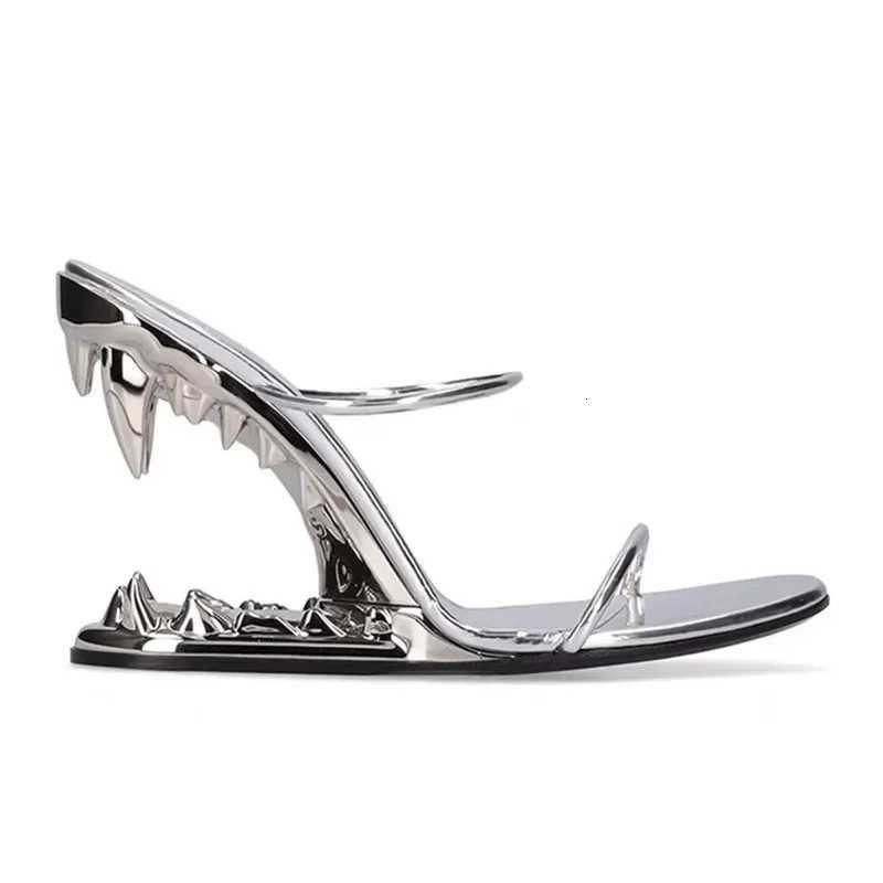 2026European and American Summer New Metal Tooth Sandals High-heeled Shoes Fashion Shows Womens Dresses 44 Size Sandals X260504