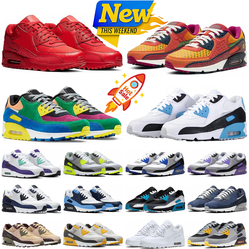 Free Shipping With Box 90 90s Running Shoes Men Women Breathable Durable Trainers Comfortable Outdoor Sports Sneakers Triple Black Classic Casual Daily Footwear