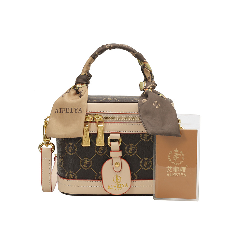 Free Shipping luxury bag Vintage Monogram Box Bag for Women 2026 New Silk Scarf Top Handle Crossbody Shoulder Purs hot