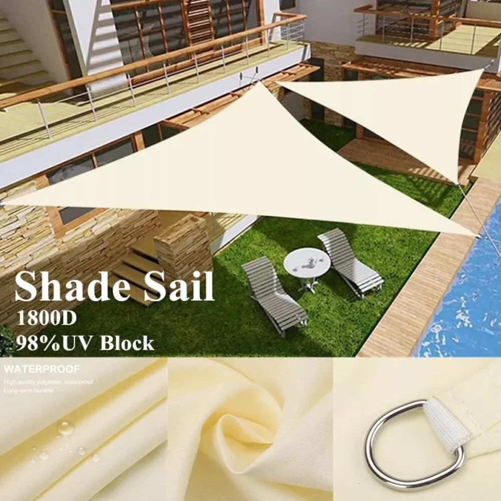 Beige Sun Shade Sail Rectangle Square Triangle Canopy Awning Cloth UV Block Heavy Duty Commercial Graden Outdoor Patio Tarp 260429