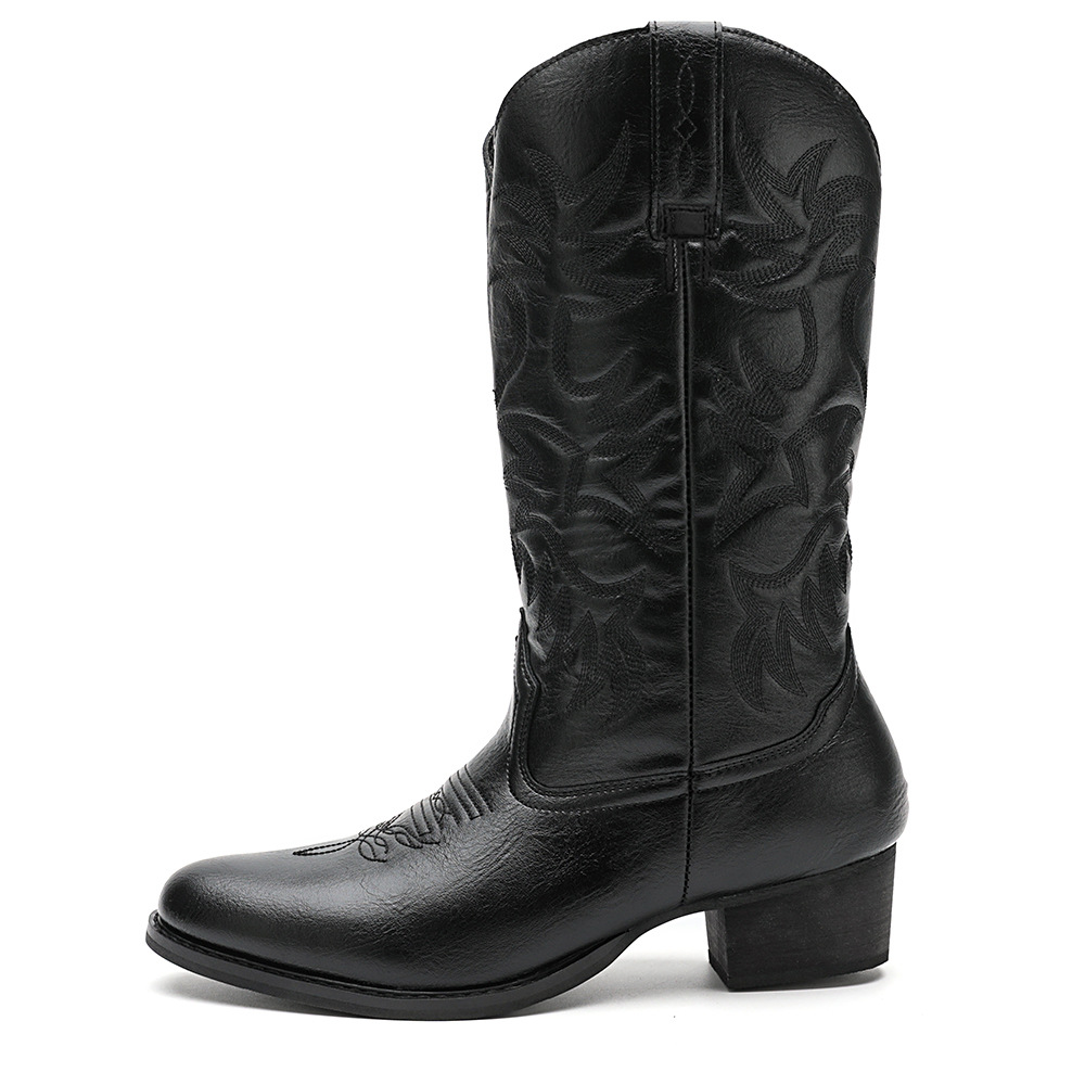 2026 New Hot Selling Cowboy Boots Men's Square Head Western Boots Durable Retro Classic Embroidered Set Wearing Boots Anti Slip Rural Boots - view 6