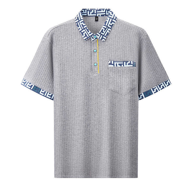 New Summer Mens Turn-down Collar Short Sleeve Buttoned Polo Shirt Mens Fashion Jacquard Knit T-shirt88