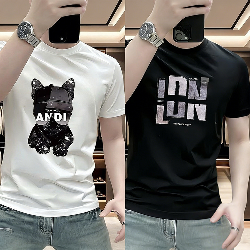 Designer short-sleeved men's luxurious T-shirt Men's simple American-style printed loose-fitting multi-purpose fashionable youth T-shirt
