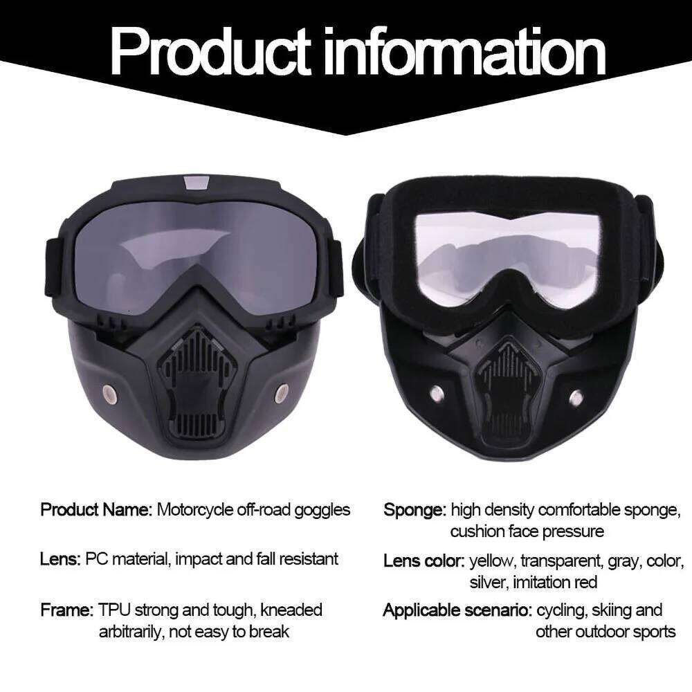 Outdoor Sport Windproof Goggle Motorcycle Face Mask Adjustable Riding Motocross Summer UV Protection Dustproof Sunglasses