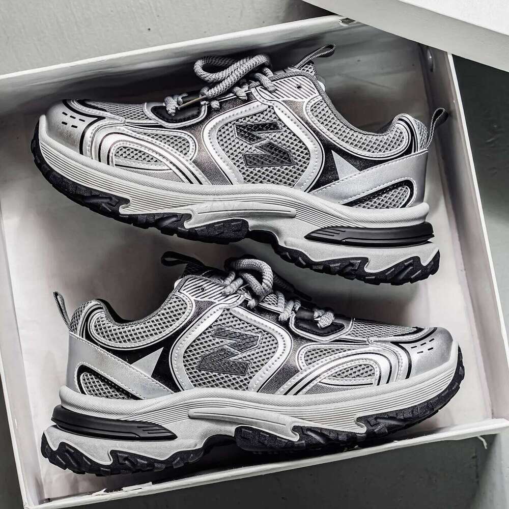 New spring men's casual athletic shoes, outdoor lace-up style with letter print embellishments hiking, oversized fit for a f 26L0505