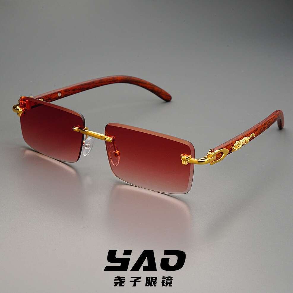 Luxury Brand Designer Sunglasses 2025 Kajia New Model Double-Beam Cut-Edge Square Frameless Sunglasses For Men And Women, European And American Fashio
