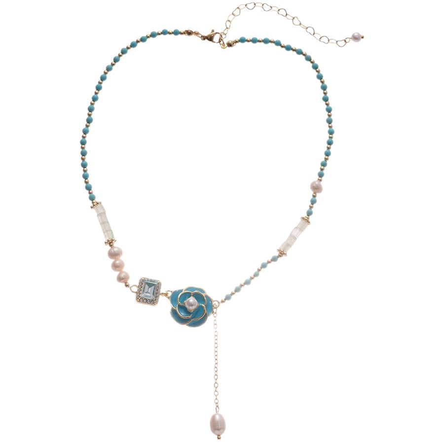 Flower Pendant with Oil Drops Freshwater Pearl for Women, Sweet and Fresh Collarbone Chain, Ultra-Fairy, Light Luxury, High-End Necklace - view 8