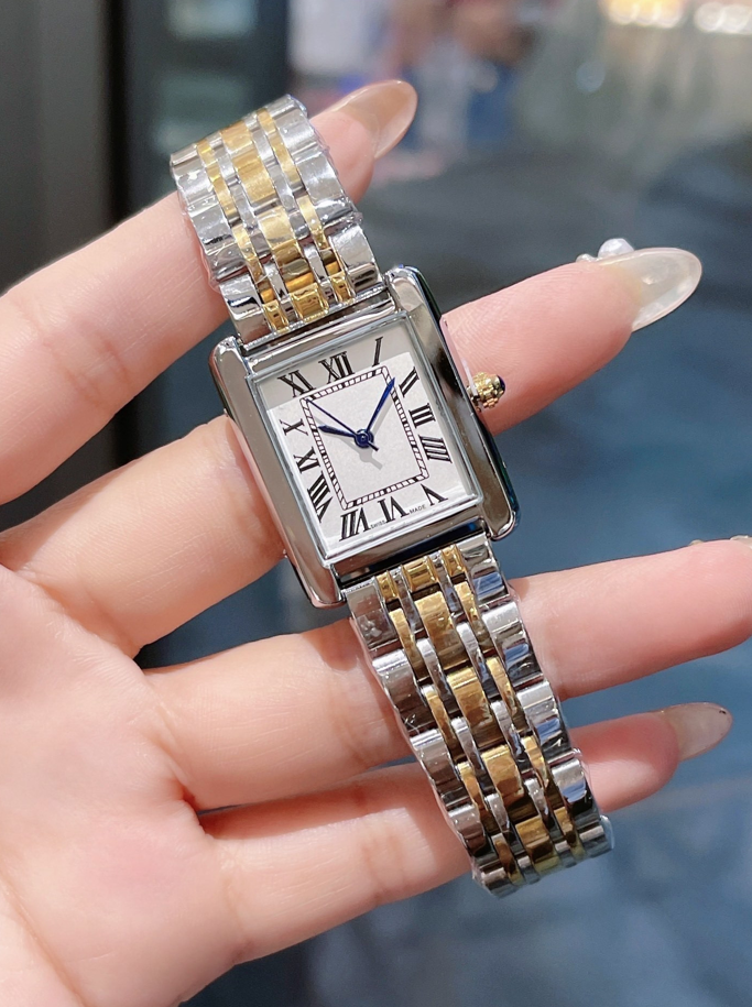 Designer Luxury fashion women tank watches stainless steel square fashion style watch lady quartz movement stainless steel strap casual womens wristwatches #659
