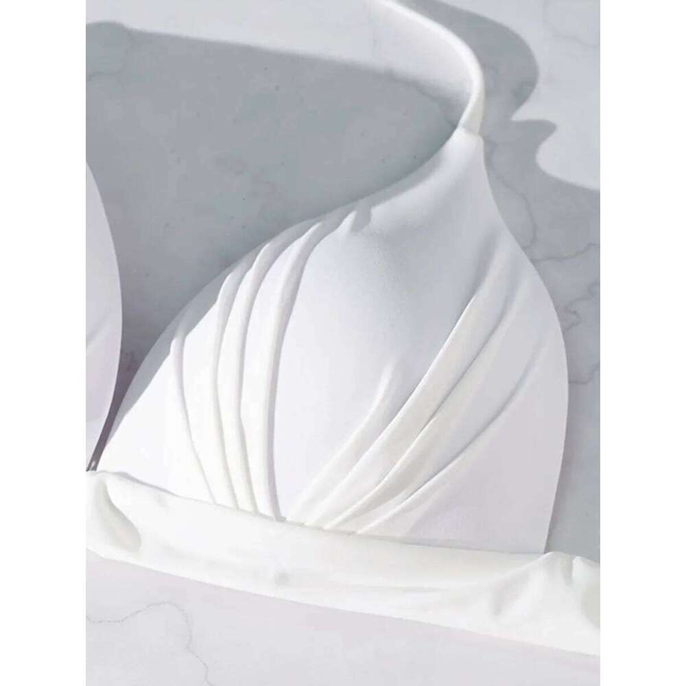 XS - XL Sexy 2025 Push Up Bra Cup Halter Bikini Female Swimsuit Women Swimwear Bather Bathing Suit Swim Solid Beach wear Top 26L0505