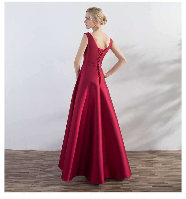 Brides Toast Dress Evening Gown Summer Slim-Fit Dress Round Neck Sleeveless A-line 240813