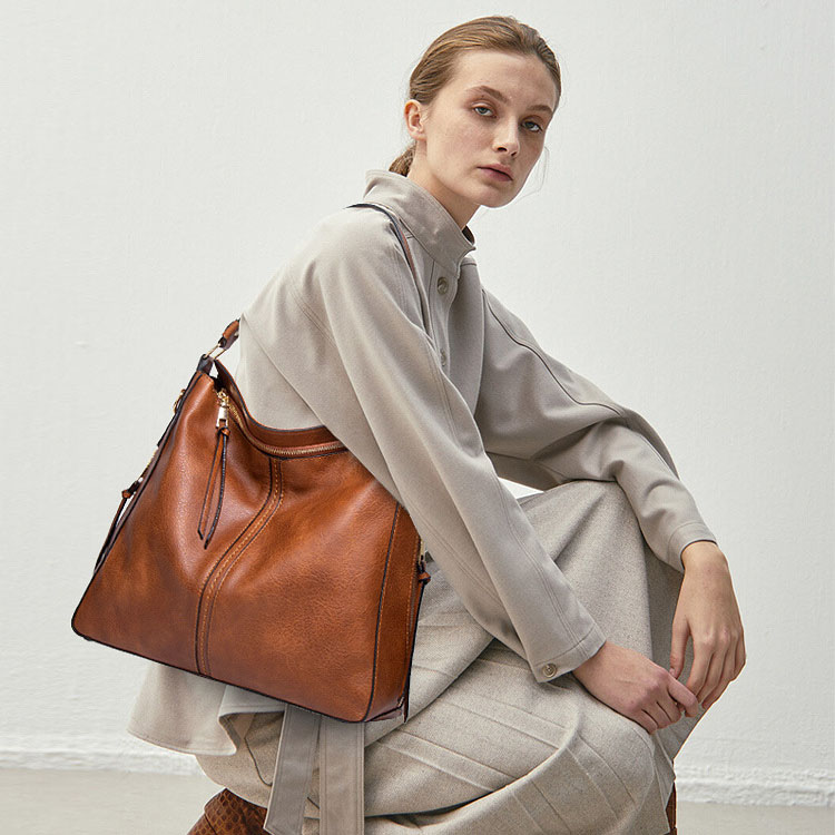 Retro Brown Faux Leather Hobo Bag, Women's Large Convertible Crossbody & Shoulder Purse with Tassel Detail free shipping
