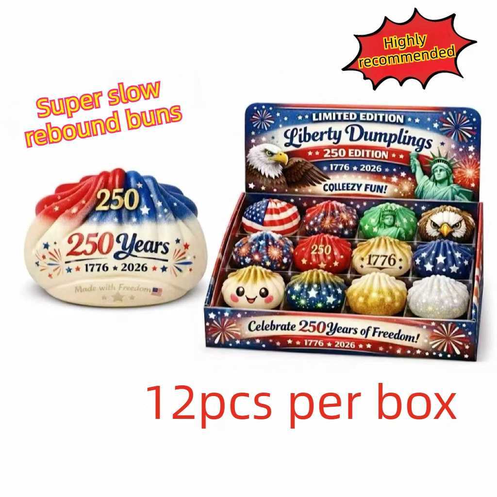250th USA Anniversary Liberty Dumplings 12pc Gift Set 1776-2026 Eagle Statue Squishy Toy Independence Day Commemorative GiftT260505