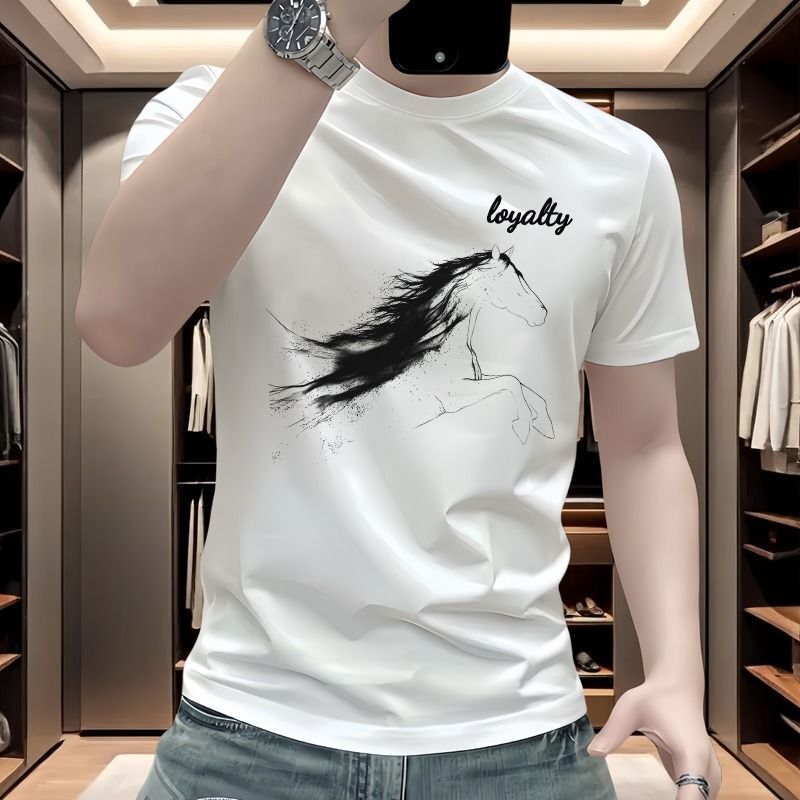 Designer short-sleeved men's luxurious T-shirt Men's simple American-style printed loose-fitting multi-purpose fashionable youth T-shirt