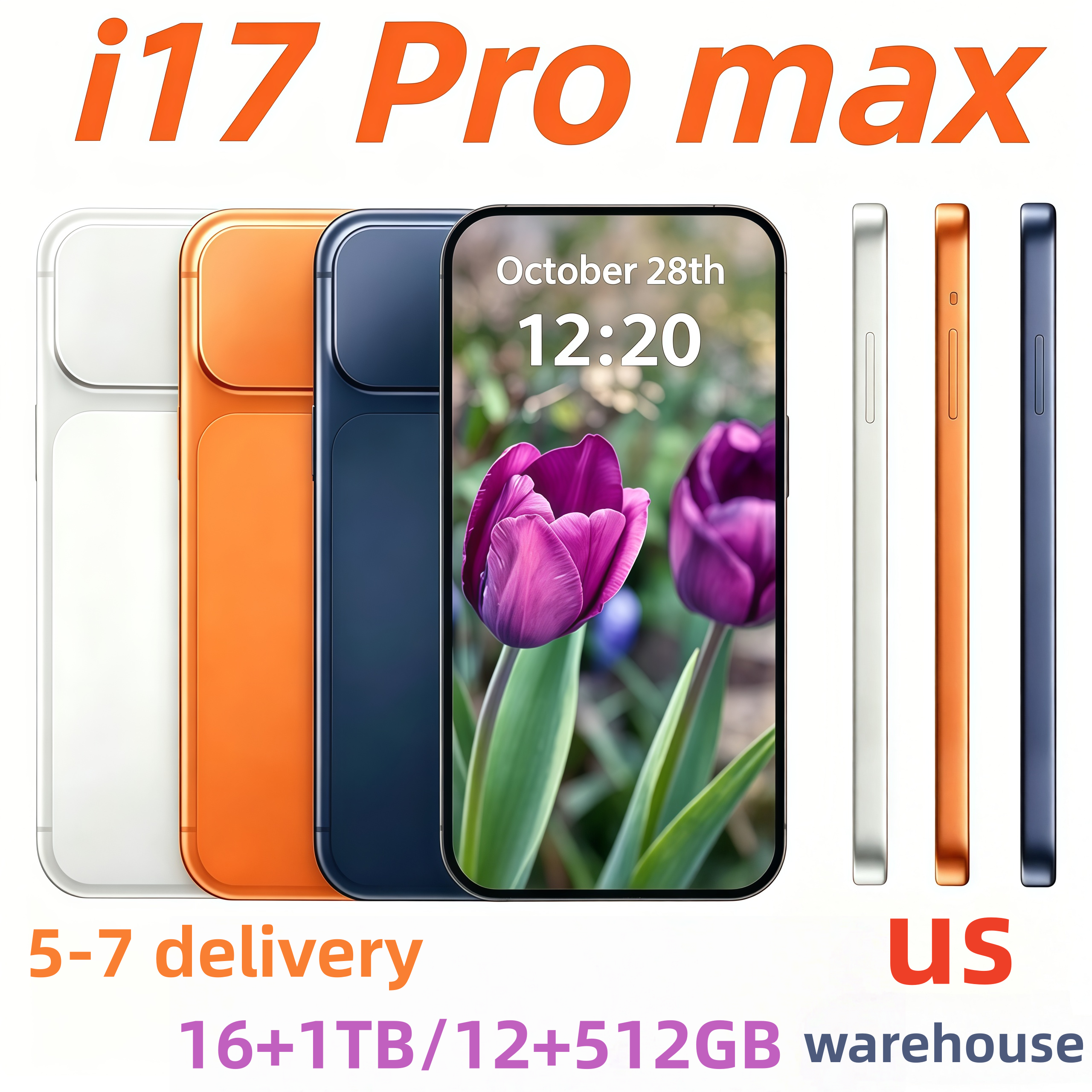 i17 Pro Max 5g Phone Large Unlocked SmartphoneFacial rocognition 16GB+1TB storage full screen Long Term Battery ups free logistics Dual SIM Cards US Version GPS