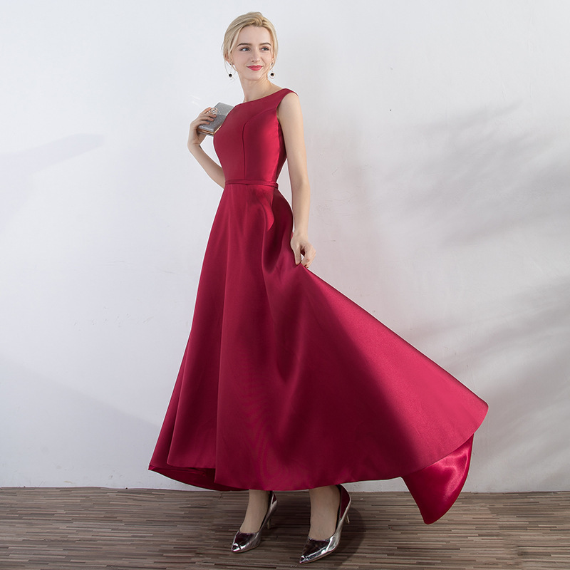 Brides Toast Dress Evening Gown Summer Slim-Fit Dress Round Neck Sleeveless A-line 240813