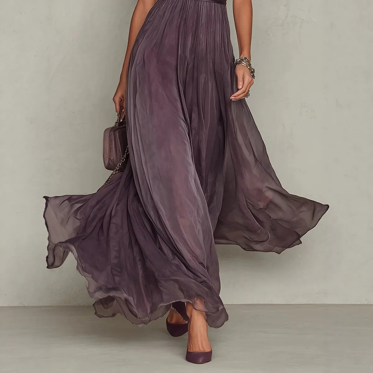 Vestidos De Mujer Casuales Round Neck Short-sleeved Lace Waist Hem Ruffled Temperament Dress Women Summer Elegant Long Dress 260428