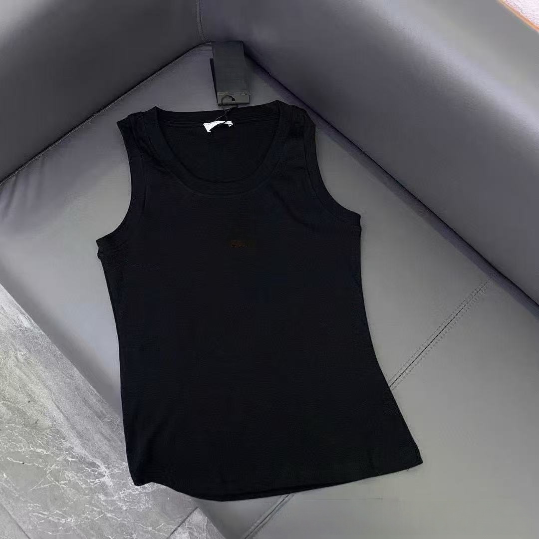Womens Designer Embroidered Cropped Tank - Lowes Collection: Breathable 100% Cotton Knit