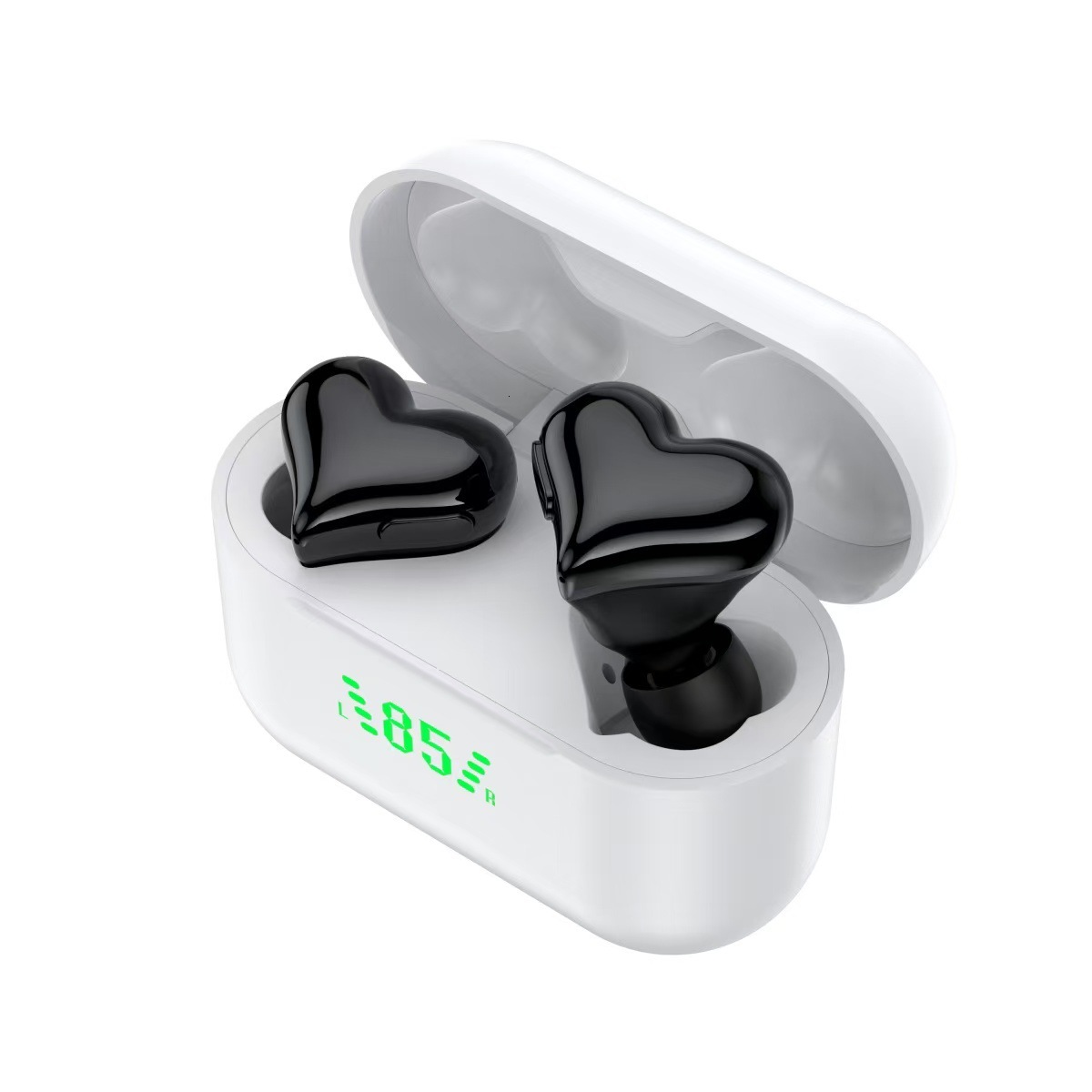 Wireless In Ear Designer Headphones Power Display Heart Shaped Mini Stylish Compatible With Smartphones Laptops Computers For Sports Daily Use