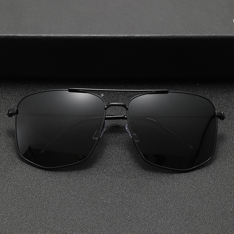 Free Shipping Sunglasses, Stainless Steel Double-Bridge Men's Summer New Model, Black Polarized Aviator Sunglasses Manufacturer